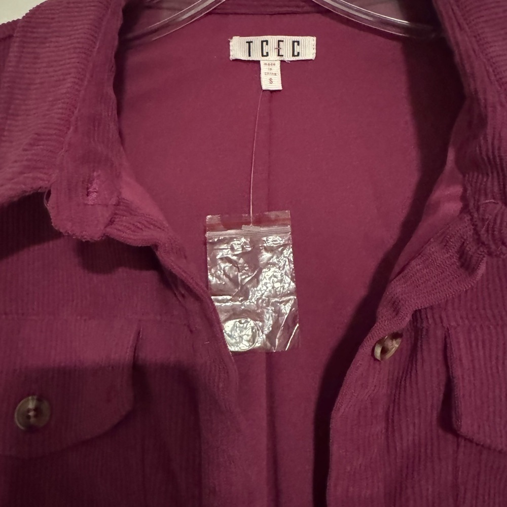 New TCEC Maroon Corduroy Shirt Dress Long Sleeves small - Picture 2 of 4